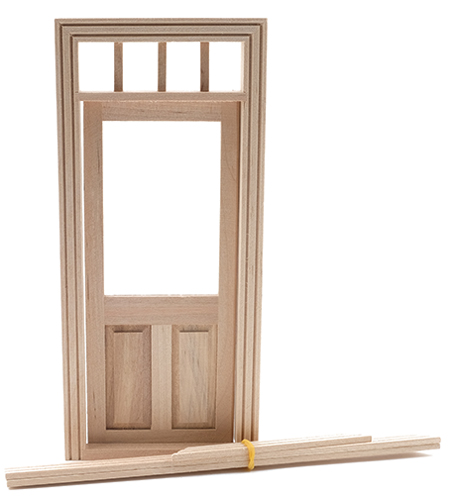 Dollhouse Miniature Traditional 2-Panel Door W/Window